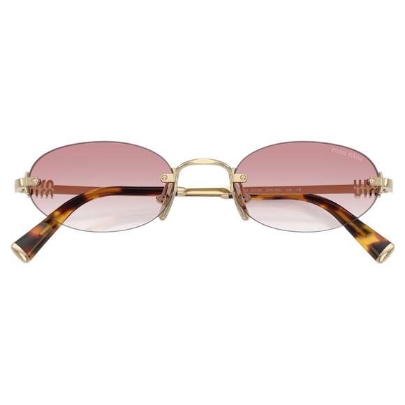 New MIU MIU Sunglasses Gold Metal Pink Oval Authentic Gradient MIU MIU